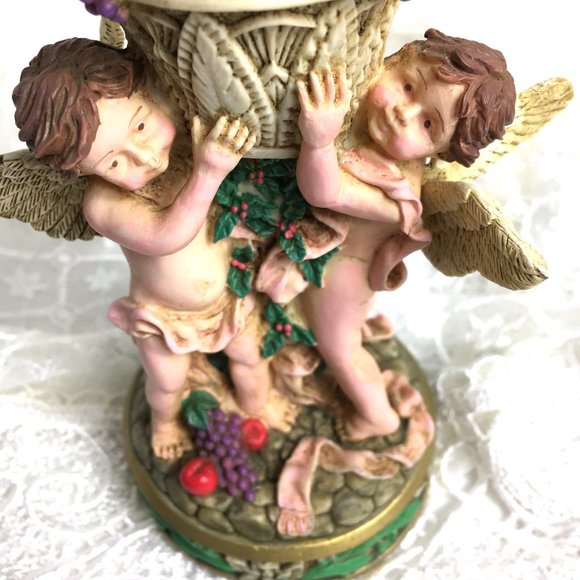 Cupids Angels Resin Romantic Candle Stick Holder Vtg - Picture 2 of 15